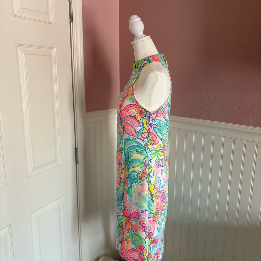 Colorful Lilly Pulitzer Mock Turtleneck Sleeveless Sheath Scuba Dress size 4 - Picture 4 of 11